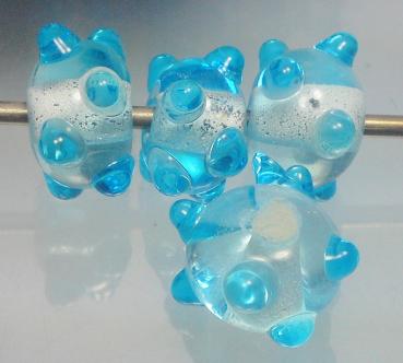 Tupfenperlen Aqua und Türkis transparent