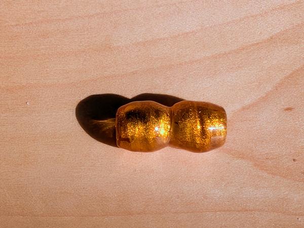 Glasperle topasbraun mit Goldfolie